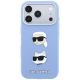 3. Karl Lagerfeld Saffiano with Karl & Choupette Heads Pins & Logo case for iPhone 18 Pro / 17 Pro - light blue