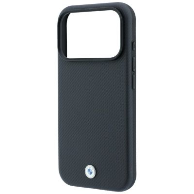 6. BMW Kevlar Metal Logo MagSafe Case for iPhone 18 Pro / 17 Pro – graphite