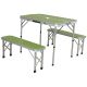 5. FOLDABLE CAMPING TABLE 90x60x70CM AND 2 BENCHES 87x23x39CM GREEN