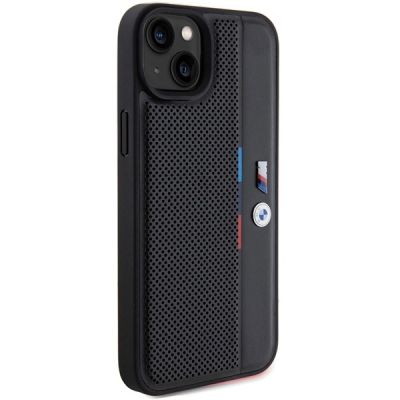 4. BMW Perforated Tricolor Line case for iPhone 15 Plus / 14 Plus - black