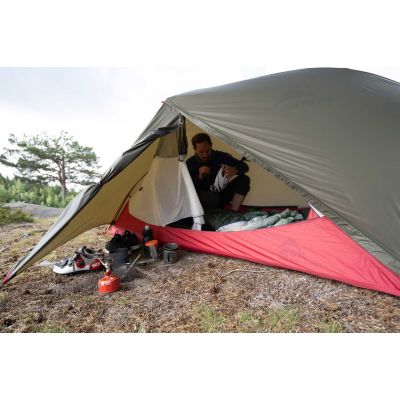 8. MSR Hubba Hubba Bikepack 2 Person Green, Red, White Triangle Tent