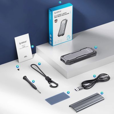 4. Orico OXS2C3-G2 M.2 NVMe/SATA SSD USB-C 3.2 Tactical Reinforced Disk Caddy - Gray