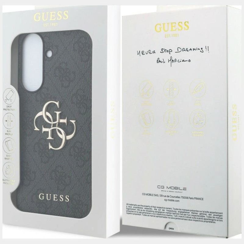 8. Guess Leather 4G Metal Logo Case for Samsung Galaxy A57 5G - Black