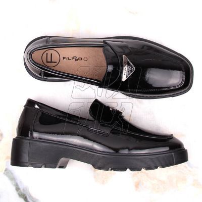 9. Filippo W PAW463 black patent leather slip-on shoes