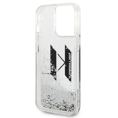 7. Karl Lagerfeld Liquid Glitter Big KL case for iPhone 14 Pro - silver