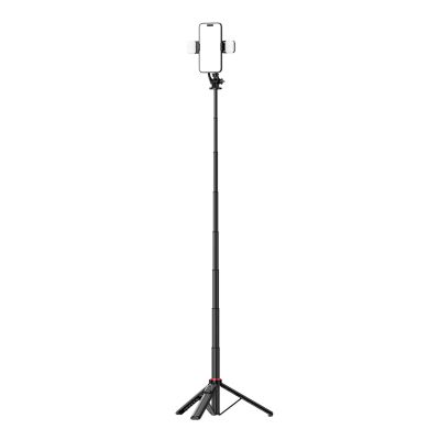 17. Selfie stick WC12YDS 1.3m aluminum alloy telescopic tripod with dual lamp and phone holder - black