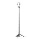 17. Selfie stick WC12YDS 1.3m aluminum alloy telescopic tripod with dual lamp and phone holder - black