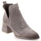 Women's suede ankle boots with openwork heels, gray, Potocki SZ12356