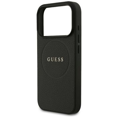 6. Guess Grained Gold Ring MagSafe Case for iPhone 18 Pro / 17 Pro - Black