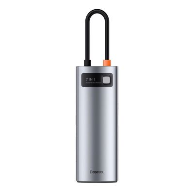 7. Baseus Metal Gleam Series multifunctional USB HUB 7in1 Type C HDMI TF PD card reader gray (WKWG020113)