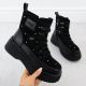 2. Women's leather ankle boots with rhinestones on the platform, black Goe SS2N4140
