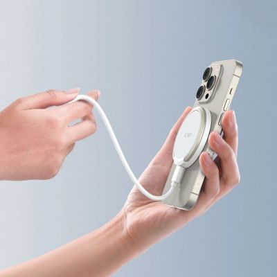 6. Tech-Protect QI15W-A33 Inductive Charger with MagSafe and Stand with USB-A / USB-C Cable - White