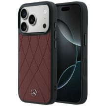 Mercedes Leather Crossed Lines MagSafe case for iPhone 17 Pro Max / 18 Pro Max - burgundy