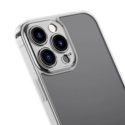 6. Baseus Frosted Glass Case Cover for iPhone 13 Pro Max Hard Cover with Gel Frame Transparent (ARWS000802)