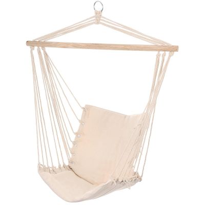 4. BRAZILIAN HAMMOCK HANGING CHAIR 100x50CM NATURA WITH SEWN-IN CUSHION WHITE