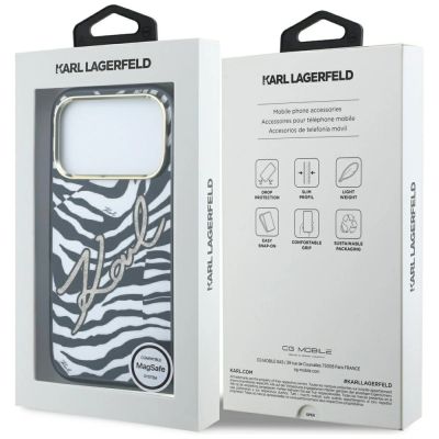 8. Karl Lagerfeld IML Signature Zebra Glitter MagSafe Case for iPhone 17 Pro Max / 18 Pro Max - Gold