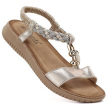 Women's gold sandals with elastic bands S.Barski KV61-6051