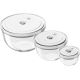 Set of 3 glass vacuum bowls with lids