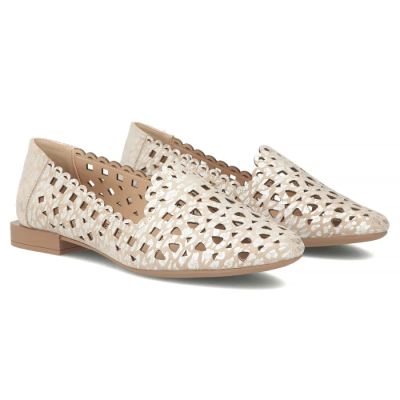 5. Women's leather openwork shoes, beige, Filippo DP7710