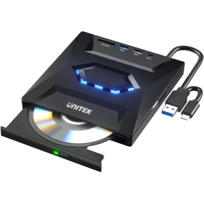 T1037A01 EXTERNAL CD/DVD RECORDER WITH USB HUB AND SD CARD READER UNITEK