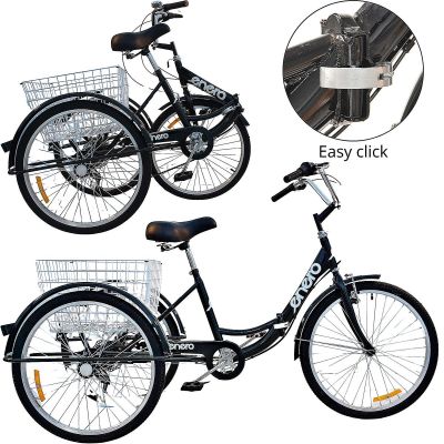 3. 3-WHEEL FOLDING BIKE 24 BLACK SHIMANO 7-SPEED
