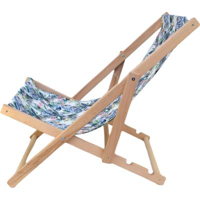 2. CLASSIC BLUE FLOWERS WOODEN DECK CHAIR