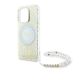 5. Guess IML Flowers Allover Electro With Pearl Strap MagSafe case for iPhone 16 Pro - white
