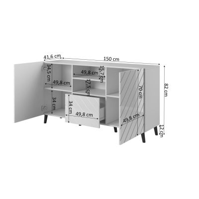 4. ABETO chest of drawers 150x42x82 black/black gloss