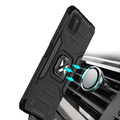 6. Wozinsky Ring Armor Case Kickstand Tough Rugged Cover for Samsung Galaxy A22 4G blue