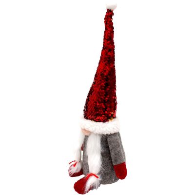 15. DECORATIVE gnome with magic sequins 35cm gray