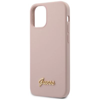 3. Guess GUHCP12SLSLMGLP iPhone 12 mini 5.4" light pink/light pink hardcase Silicone Script Gold Logo
