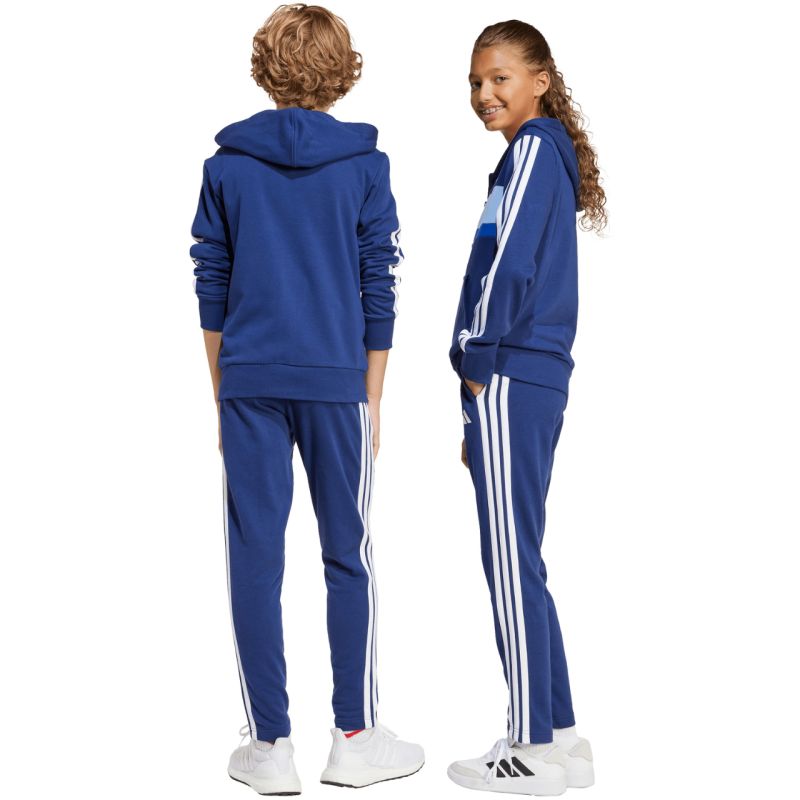 5. adidas Seasonal Essentials Tiberio 3-Stripes French Terry Tracksuit for Kids Navy Blue JI6035
