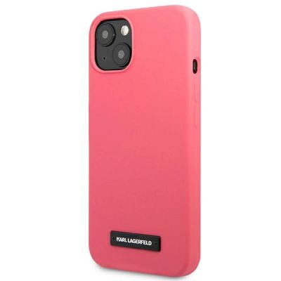 2. Karl Lagerfeld Silicone Plaque iPhone 13 Case - Fuchsia