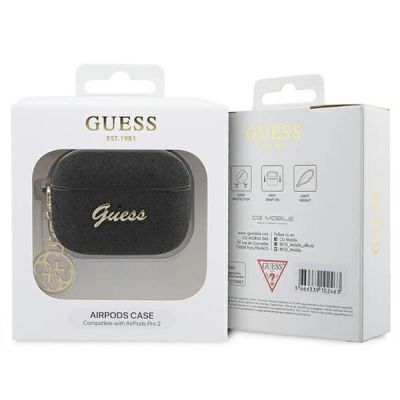 4. Guess GUAP2GLGSHK AirPods Pro 2 cover black/black Glitter Flake 4G Charm
