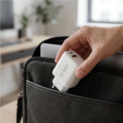 7. Tech-Protect NCA65W-GAN 2-Port PD 65W / QC3.0 2-Port Wall Charger - White