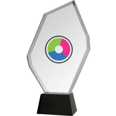 Glass trophy with LuxorJet color print and case