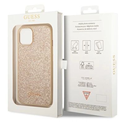 8. Guess Glitter Script Case for iPhone 14 Plus - Gold
