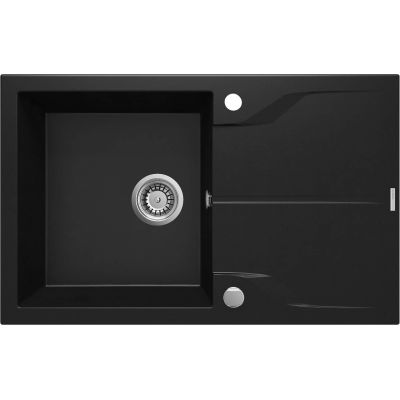 Single-bowl granite sink with drainer