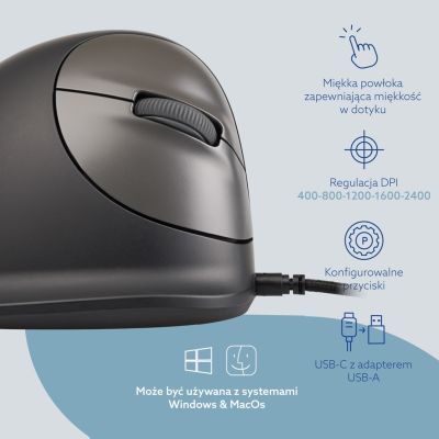 9. R-Go Tools R-Go HE Break Ergonomic Mouse with Break Software, Small Size (hand length less than 165 mm), Right-Handed, Wired, Black
