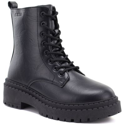 Women's black platform combat boots Big Star UU274816
