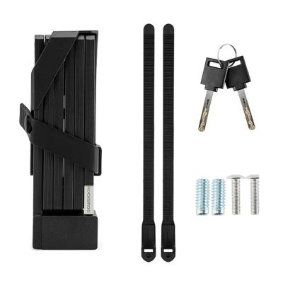 2. Rockbros 32140003001 foldable bicycle lock with key and handle, 88cm - black