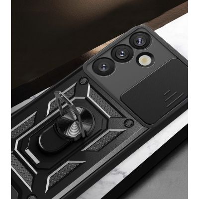 7. Hybrid Armor Camshield with Camera Cover and Metal Ring for Samsung Galaxy S25+ - Black