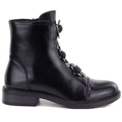 2. Women's ankle boots with decorative flowers, insulated, black, Potocki SZ12852