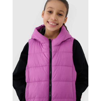 3. Girls' down vest with synthetic filling 4F 4FJWSS25TVJAF166-50S