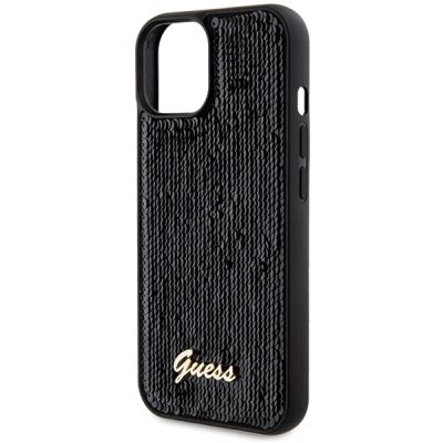 6. Guess Sequin Script Metal case for iPhone 14 / 15 / 13 - black