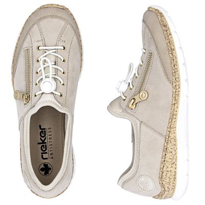 3. Rieker N42F1-60 women's leather slip-on shoes in beige