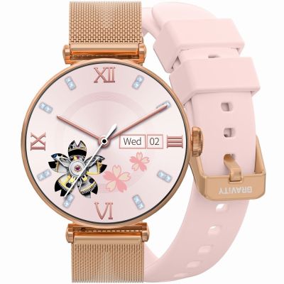 Smartwatch Gravity Rose Gold Pink 2 Straps GT26-1