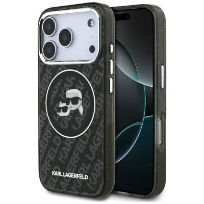 Karl Lagerfeld IML Glitter Karl&Choupette Heads Logo MagSafe Case for iPhone 17 Pro - Black