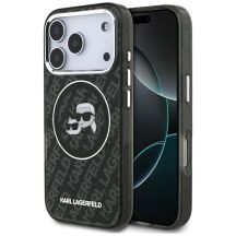 Karl Lagerfeld IML Glitter Karl&Choupette Heads Logo MagSafe Case for iPhone 17 Pro - Black