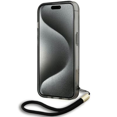 4. Karl Lagerfeld IML Mono KL Pattern & Cord case for iPhone 15 Pro - black